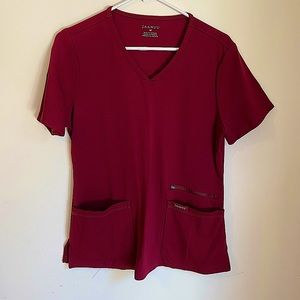Women’s JAANUU 4-Pocket V-Neck Scrub Top - Medium (Wine)